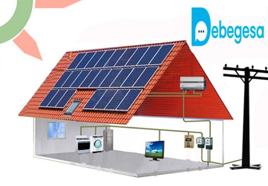 El dibujo muestra una instalación fotovoltaica